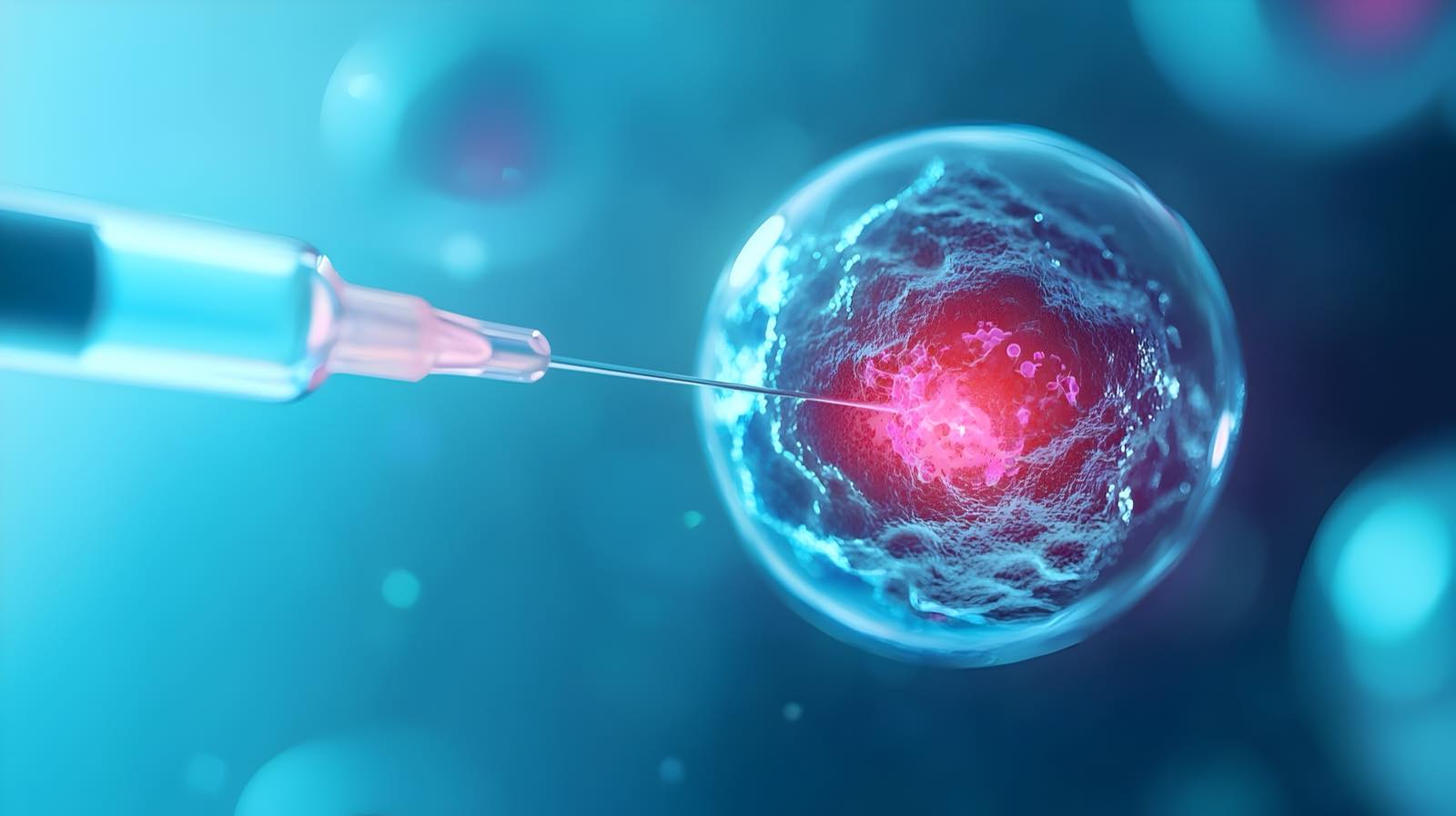 Embrión en desarrollo observado a través del microscopio del laboratorio