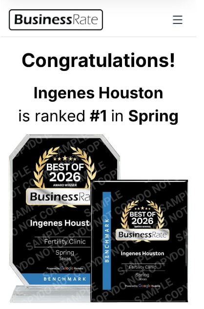 Reconocimiento de BusinessRate a Ingenes Houston como la Mejor Clínica de Fertilidad en Spring, Texas 2026