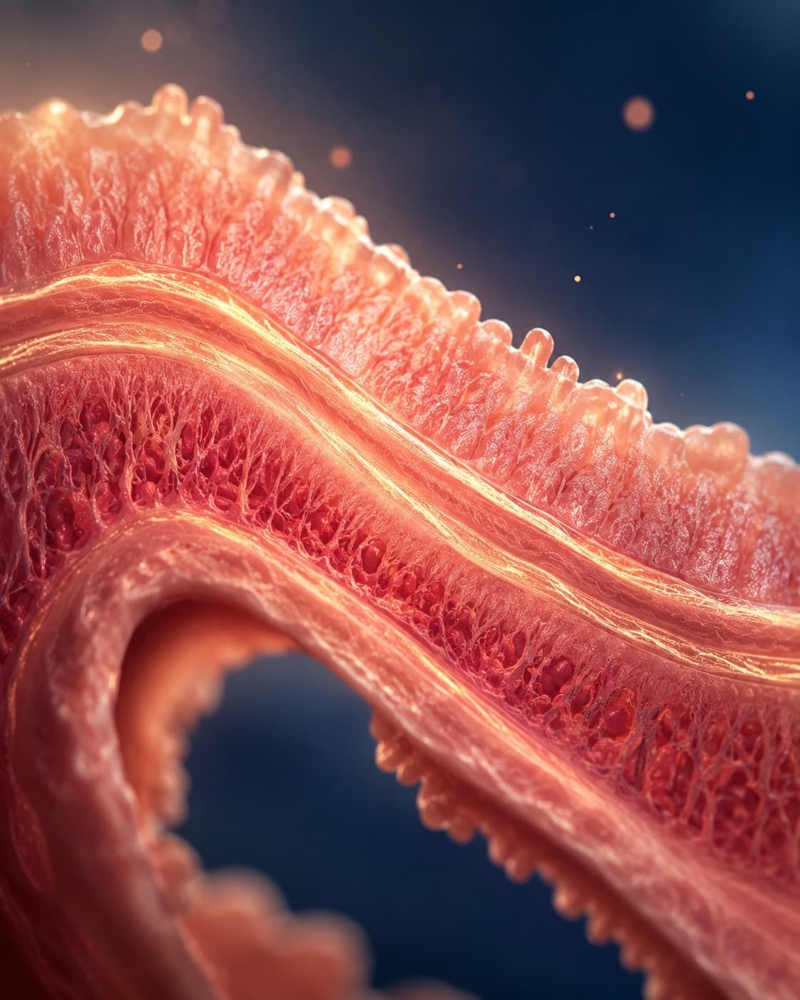 Representación del endometrio con su estructura trilaminar, el tejido receptivo que se logró con Endogen® y la intervención nutricional